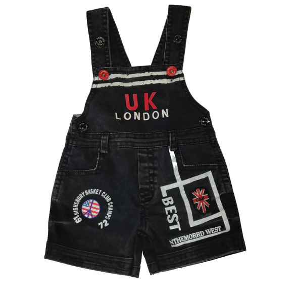 Highsbury Baby Black Overalls City Boy London UK Dungarees Newborn 0-6 Months - Picture 1 of 11